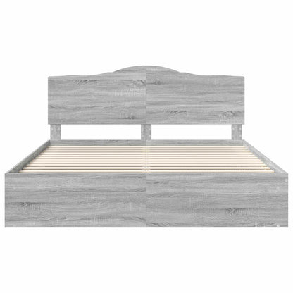 Bed Frame Grey Sonoma 200 x 200 cm Solid Pine Wood