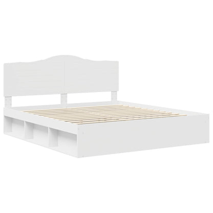 Bed Frame with Headboard White 180 x 200 cm Solid Pine Wood