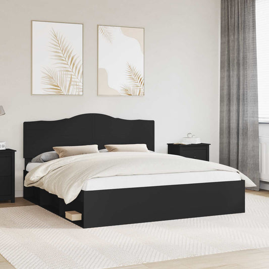 Bed Frame with Headboard Black 180 x 200 cm Solid Pine Wood