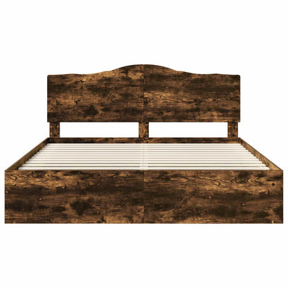 Bed Frame Smoked Oak 180 x 200 cm Solid Pine Wood