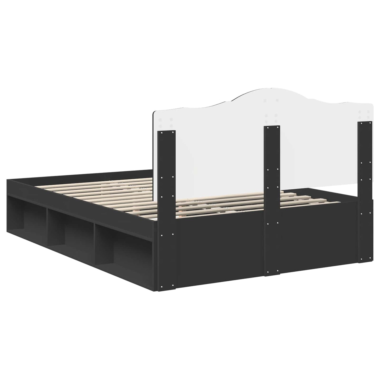 Bed Frame with Headboard Black 160 x 200 cm Solid Pine Wood