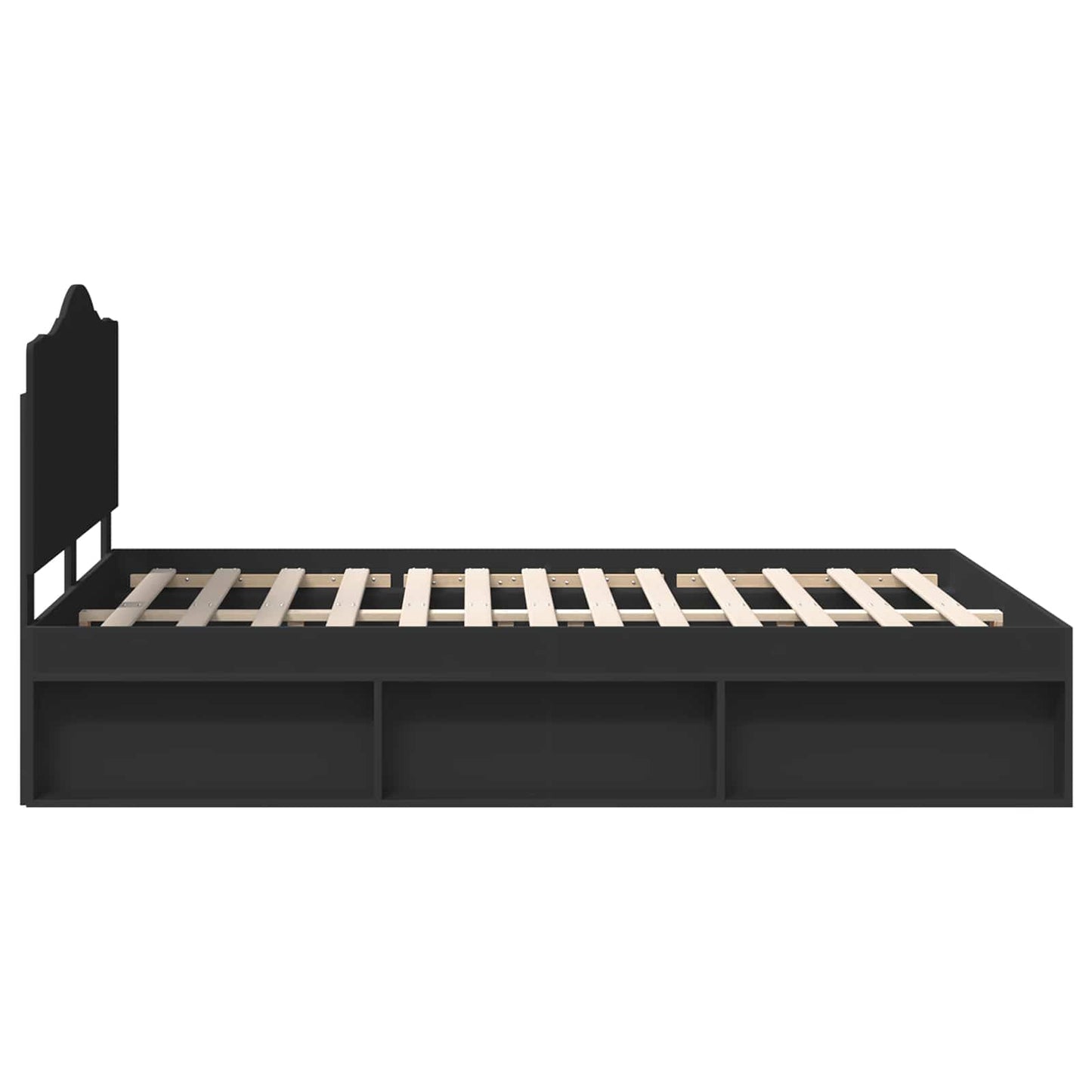 Bed Frame with Headboard Black 160 x 200 cm Solid Pine Wood