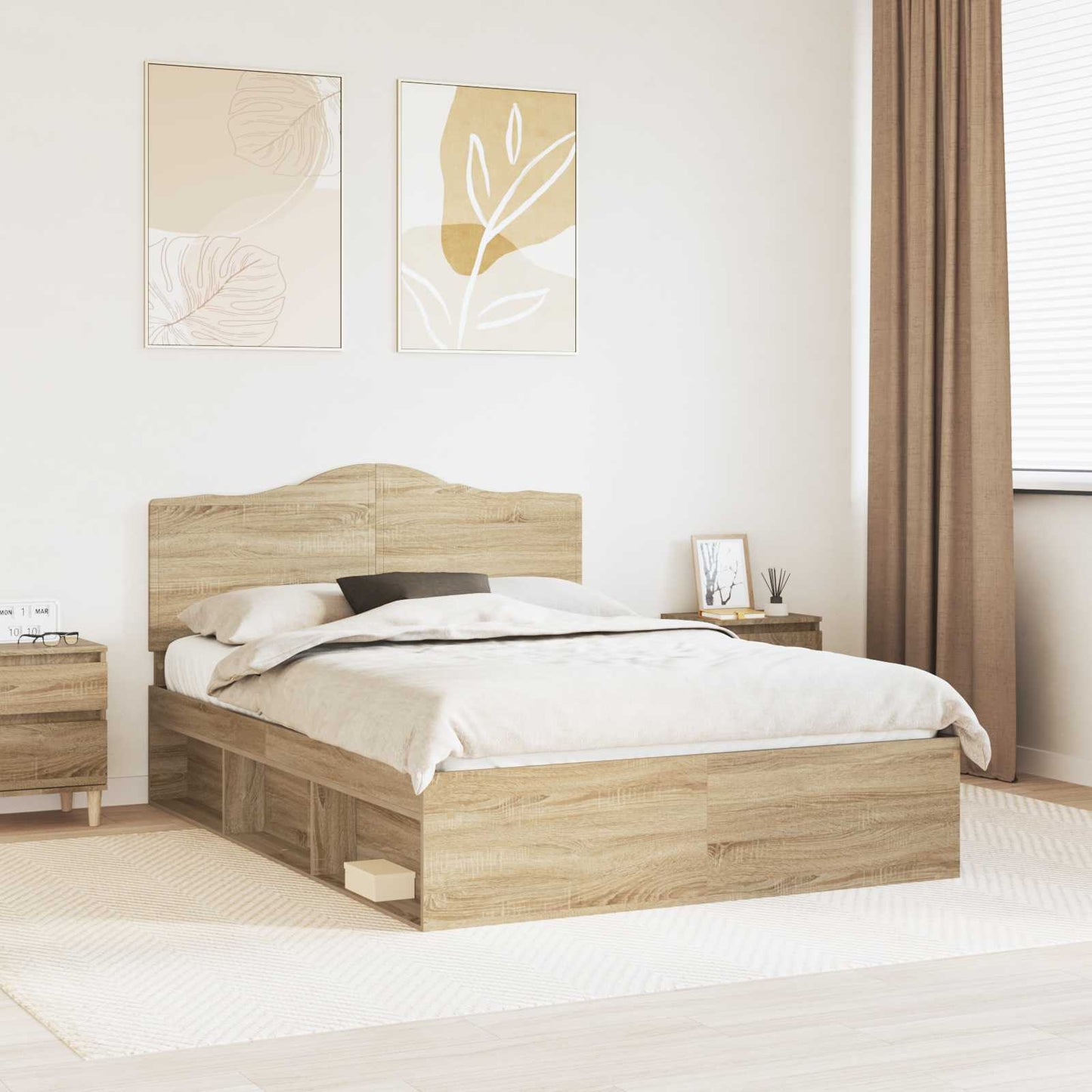 Bed Frame with Headboard Sonoma 160 x 200 cm Solid Pine Wood