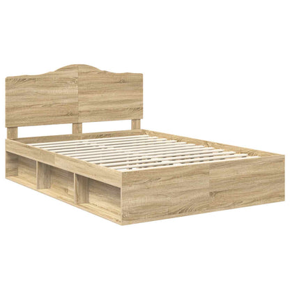 Bed Frame with Headboard Sonoma 160 x 200 cm Solid Pine Wood