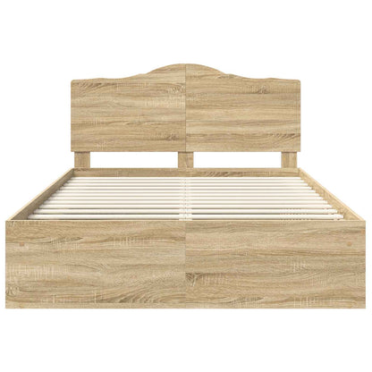 Bed Frame with Headboard Sonoma 160 x 200 cm Solid Pine Wood