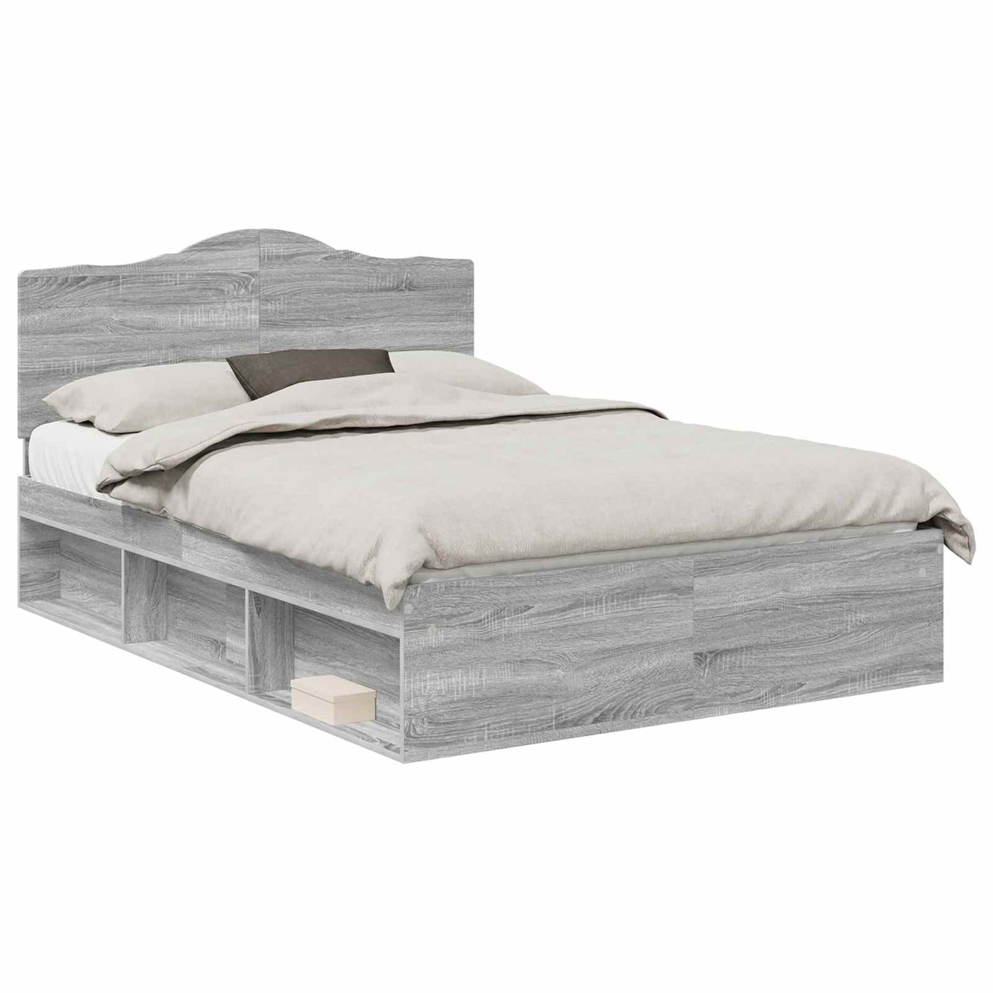 Bed Frame Grey Sonoma 160 x 200 cm Solid Pine Wood