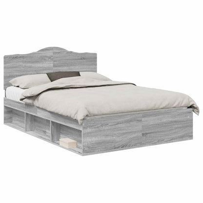 Bed Frame Grey Sonoma 160 x 200 cm Solid Pine Wood