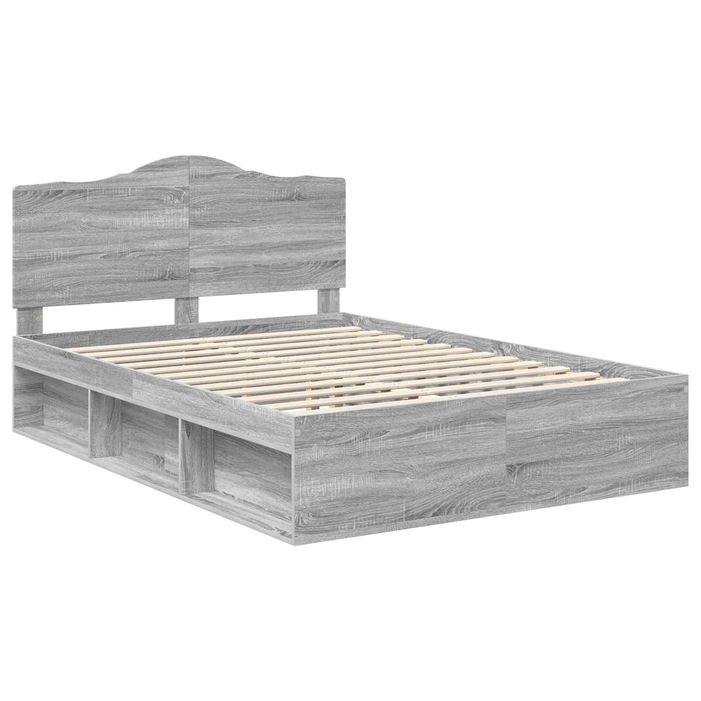 Bed Frame Grey Sonoma 160 x 200 cm Solid Pine Wood