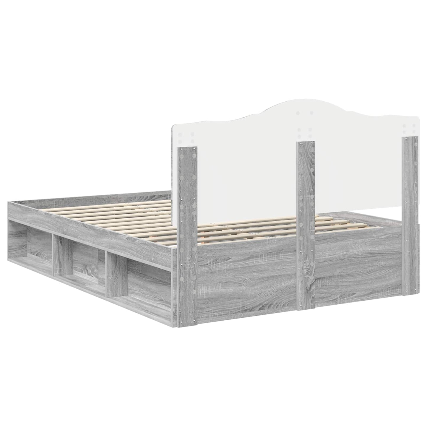Bed Frame Grey Sonoma 160 x 200 cm Solid Pine Wood