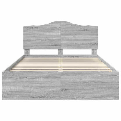Bed Frame Grey Sonoma 160 x 200 cm Solid Pine Wood