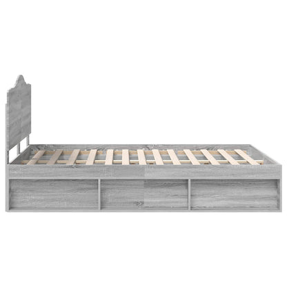 Bed Frame Grey Sonoma 160 x 200 cm Solid Pine Wood