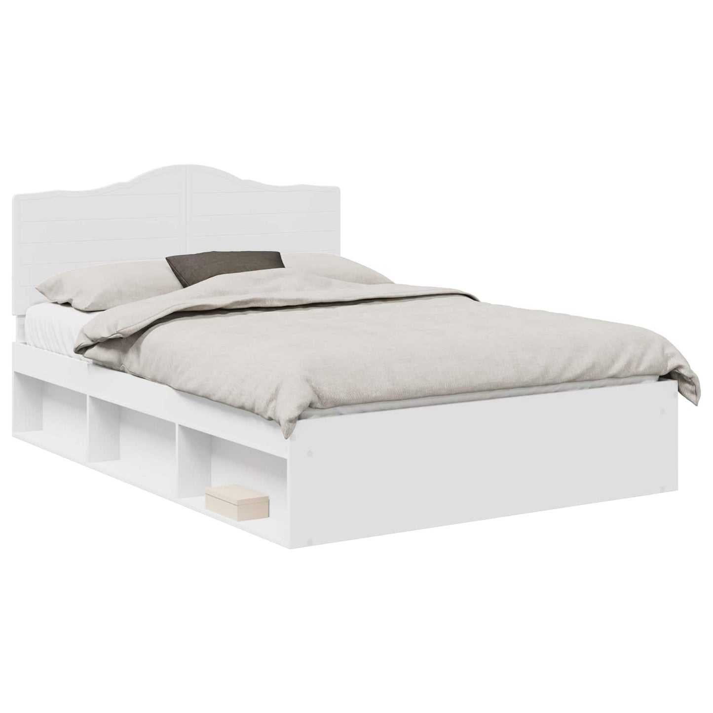 Bed Frame with Headboard White 150 x 200 cm Solid Pine Wood
