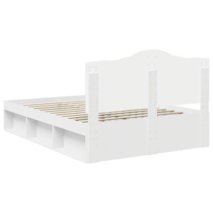 Bed Frame with Headboard White 150 x 200 cm Solid Pine Wood