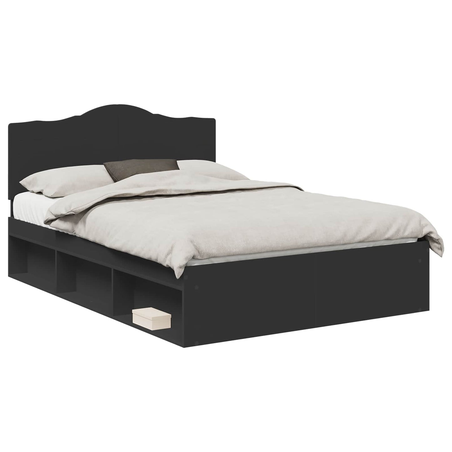 Bed Frame with Headboard Black 150 x 200 cm Solid Pine Wood