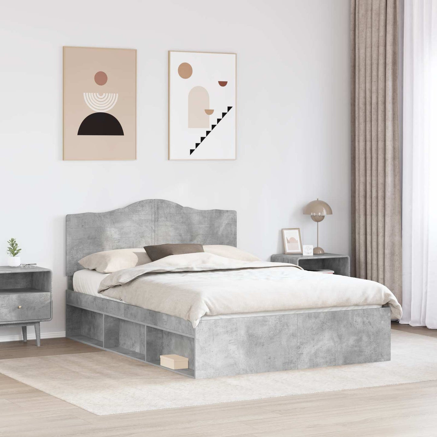 Bed Frame Concerte Grey 150 x 200 cm Solid Pine Wood