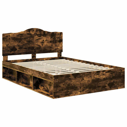 Bed Frame Smoked Oak 150 x 200 cm Solid Pine Wood