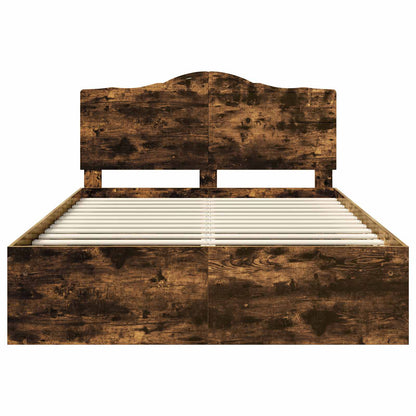 Bed Frame Smoked Oak 150 x 200 cm Solid Pine Wood