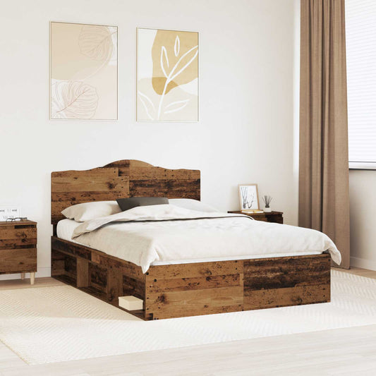 Bed Frame with Headboard Old Wood 150 x 200 cm Solid Pine Wood