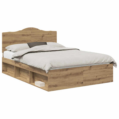 Bed Frame Artisian Oak 150 x 200 cm Solid Pine Wood