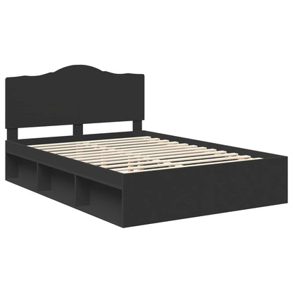 Bed Frame with Headboard Black 140 x 200 cm Solid Pine Wood