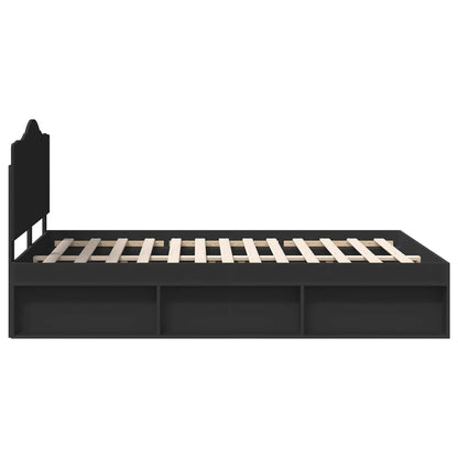 Bed Frame with Headboard Black 140 x 200 cm Solid Pine Wood