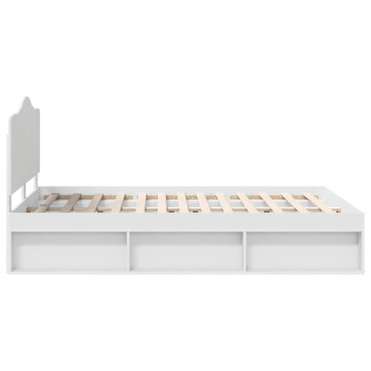 Bed Frame with Headboard White 140 x 190 cm Solid Pine Wood