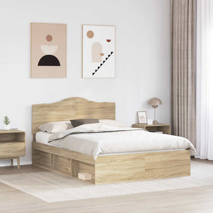 Bed Frame with Headboard Sonoma 140 x 190 cm Solid Pine Wood