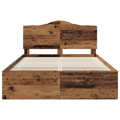 Bed Frame with Headboard Old Wood 140 x 190 cm Solid Pine Wood