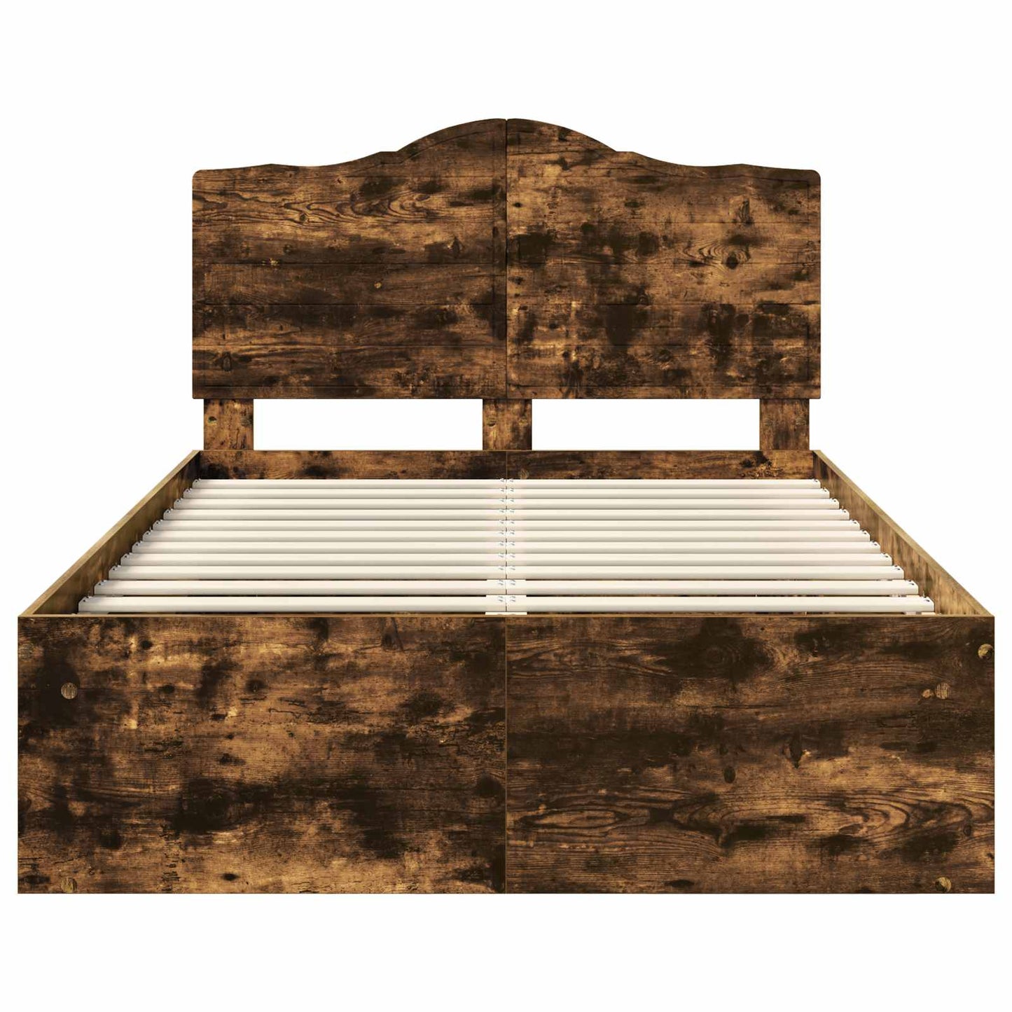 Bed Frame Smoked Oak 135 x 190 cm Solid Pine Wood