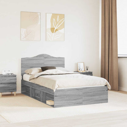 Bed Frame Grey Sonoma 135 x 190 cm Solid Pine Wood