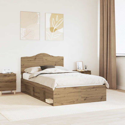 Bed Frame Artisian Oak 135 x 190 cm Solid Pine Wood