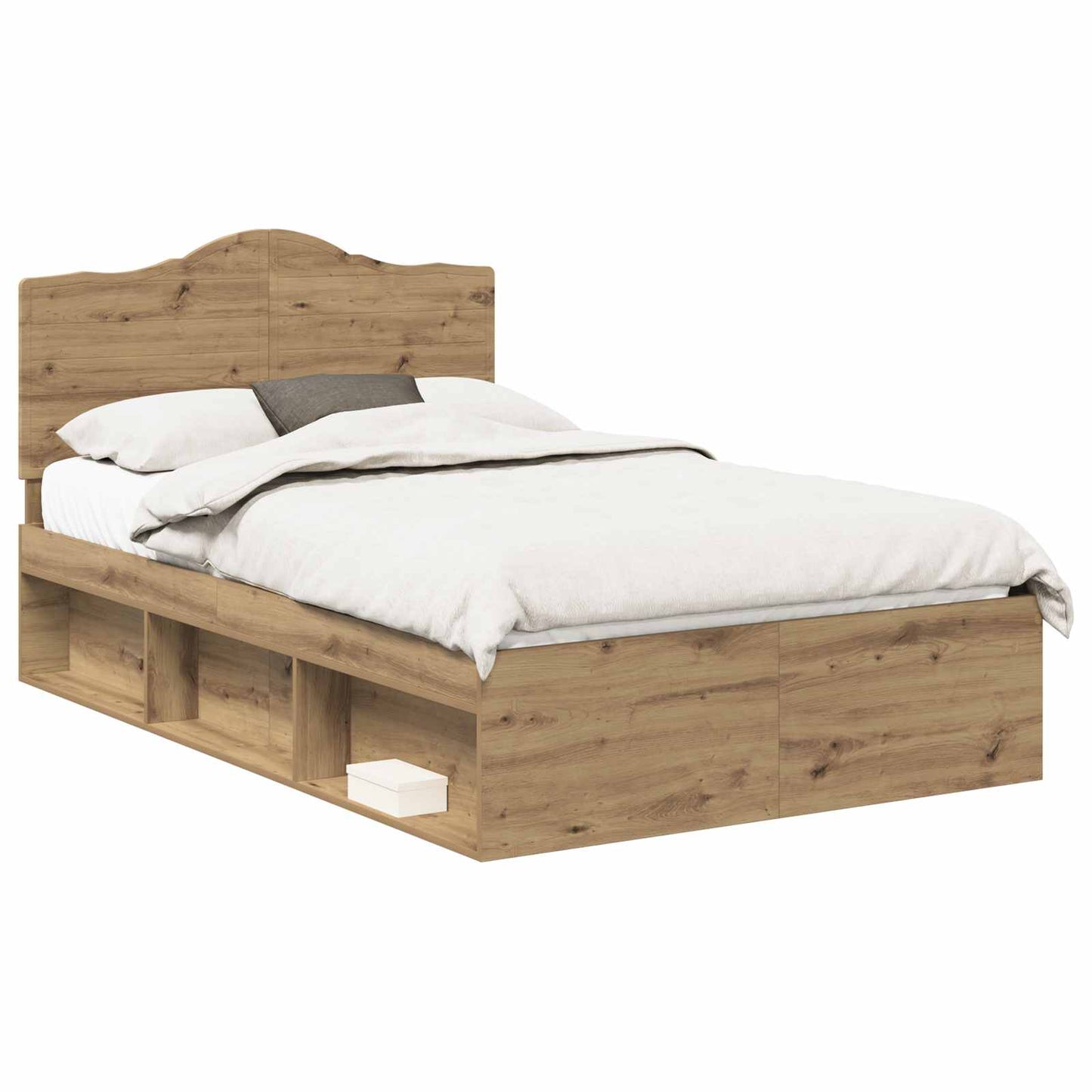 Bed Frame Artisian Oak 135 x 190 cm Solid Pine Wood