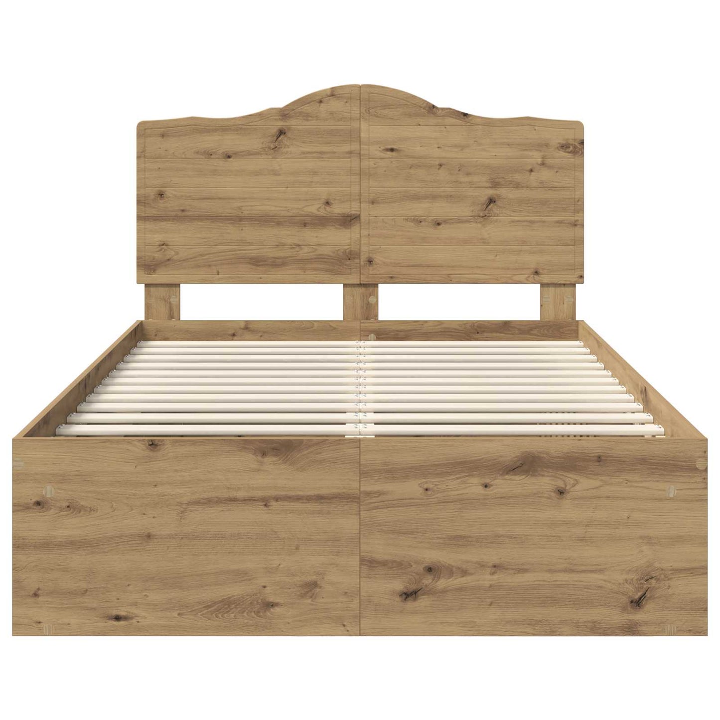 Bed Frame Artisian Oak 135 x 190 cm Solid Pine Wood