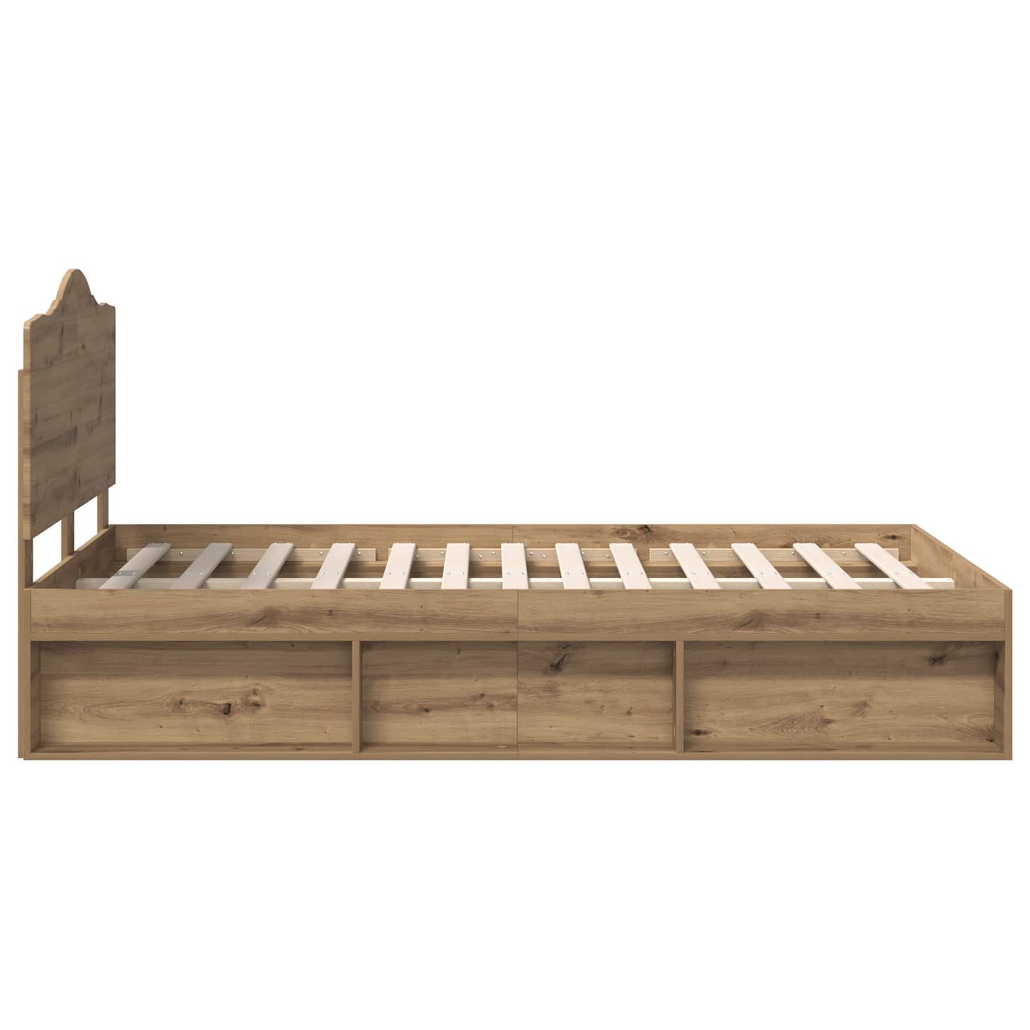 Bed Frame Artisian Oak 135 x 190 cm Solid Pine Wood