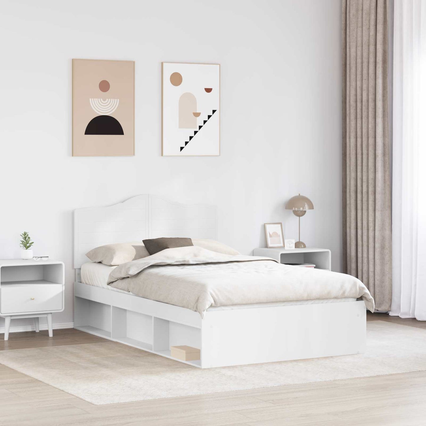 Bed Frame with Headboard White 120 x 200 cm Solid Pine Wood