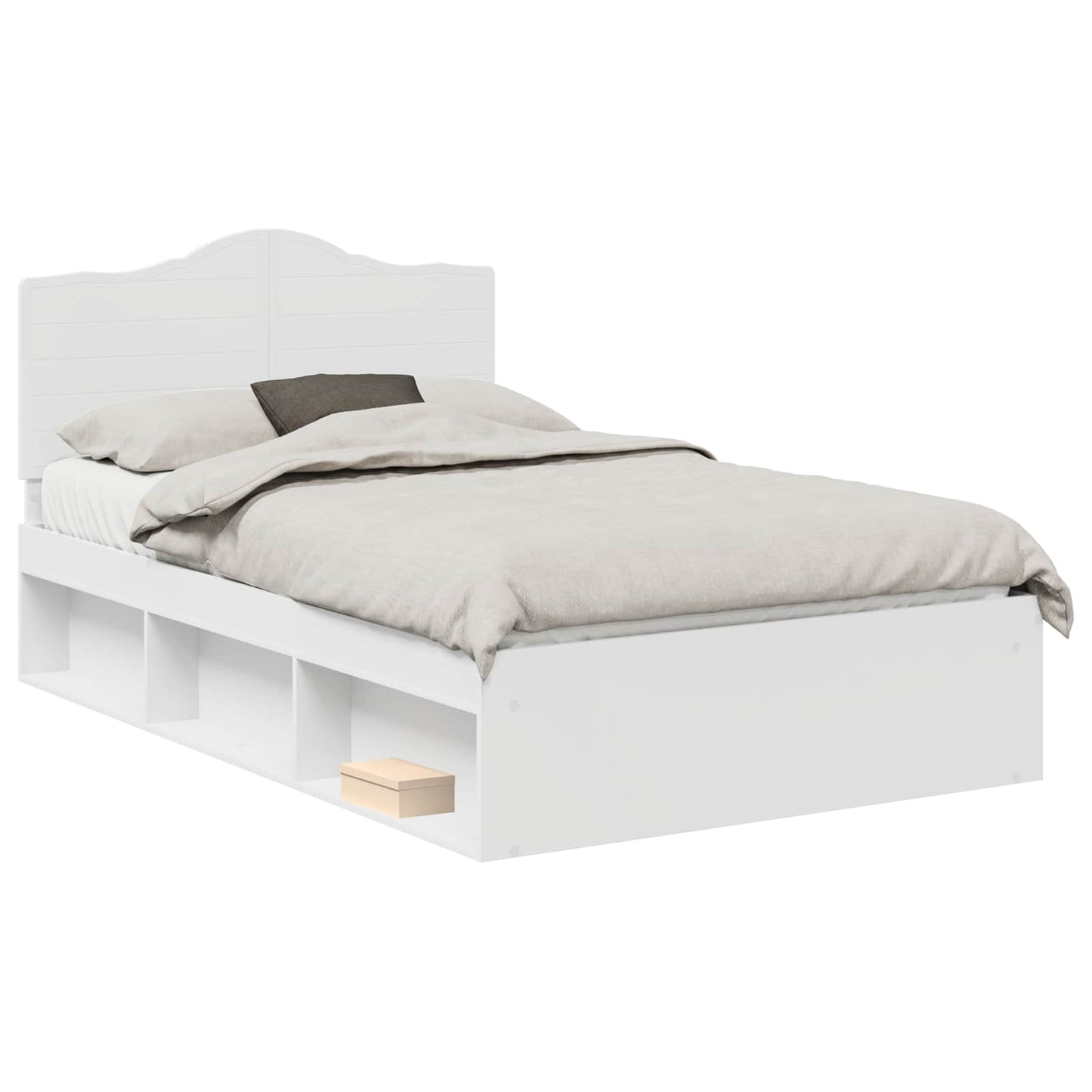 Bed Frame with Headboard White 120 x 200 cm Solid Pine Wood