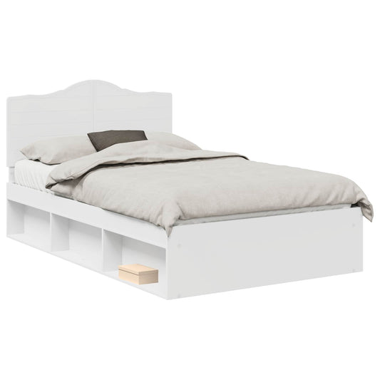 Bed Frame with Headboard White 120 x 200 cm Solid Pine Wood