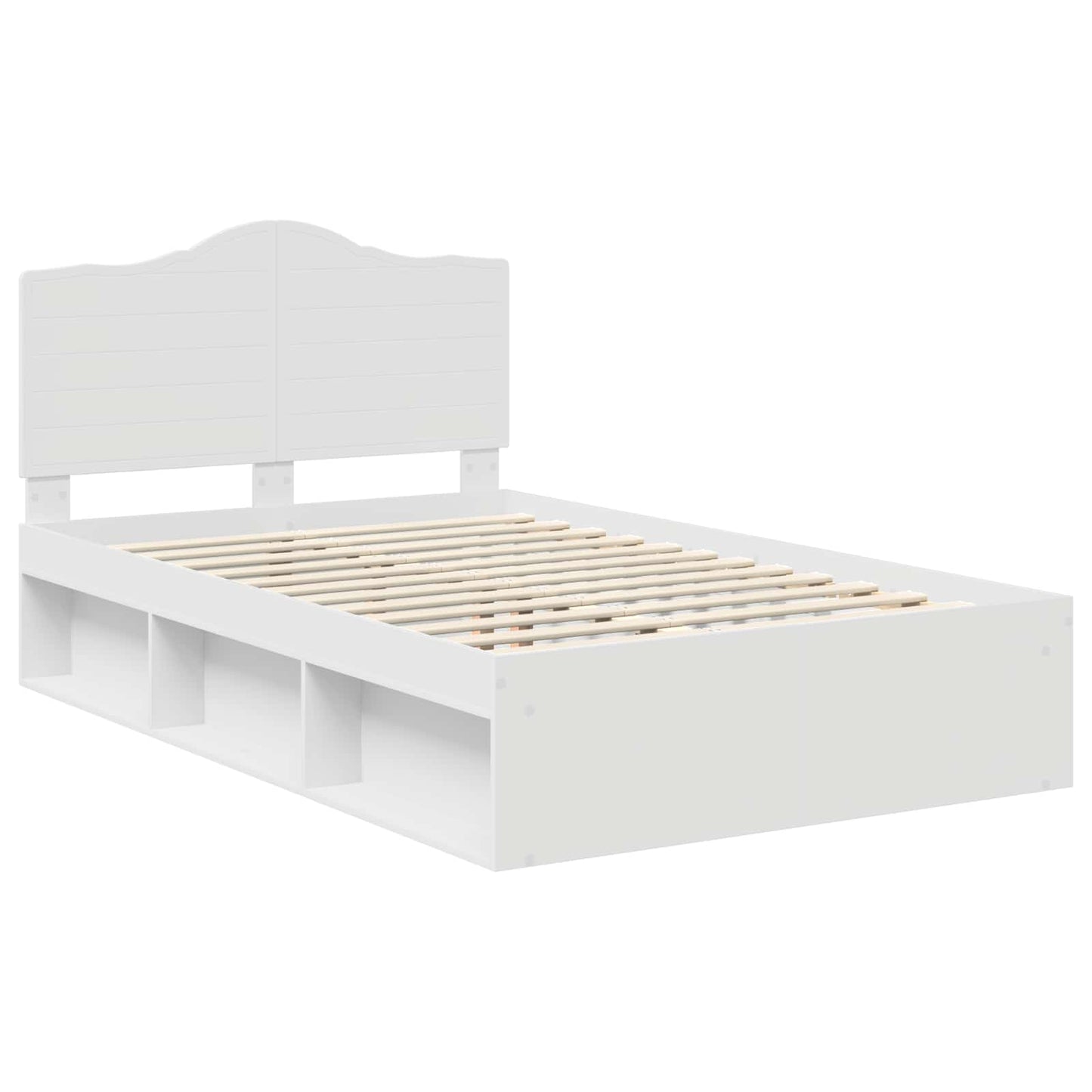 Bed Frame with Headboard White 120 x 200 cm Solid Pine Wood