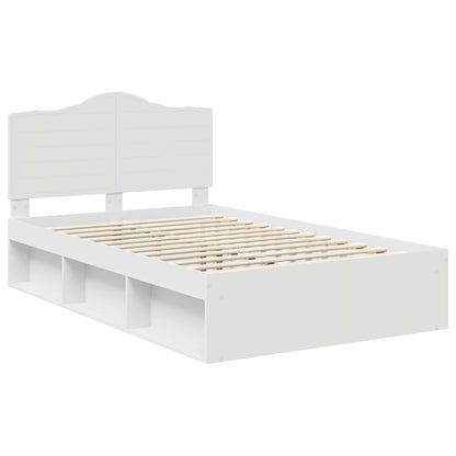 Bed Frame with Headboard White 120 x 200 cm Solid Pine Wood