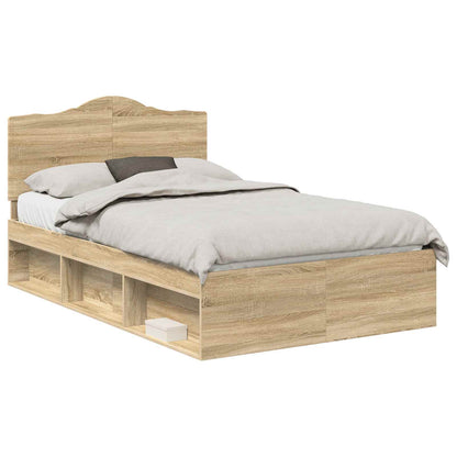 Bed Frame with Headboard Sonoma 120 x 200 cm Solid Pine Wood