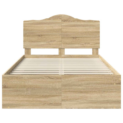 Bed Frame with Headboard Sonoma 120 x 200 cm Solid Pine Wood