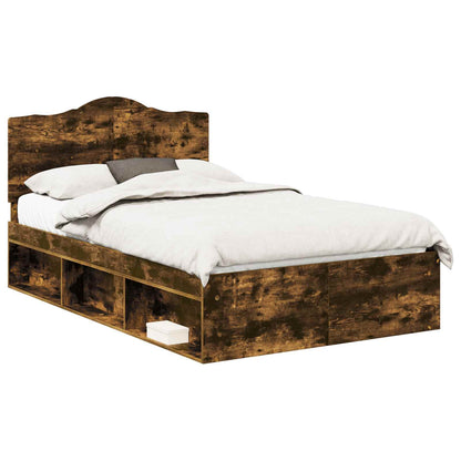 Bed Frame Smoked Oak 120 x 200 cm Solid Pine Wood