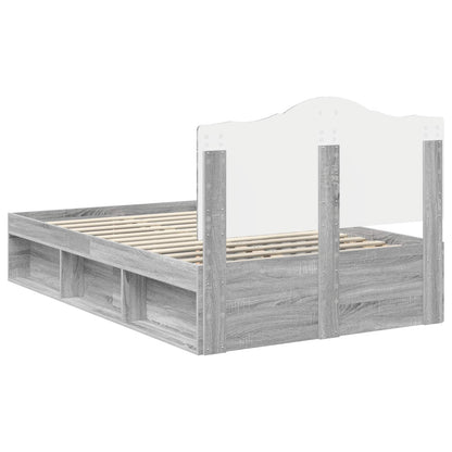 Bed Frame Grey Sonoma 120 x 200 cm Solid Pine Wood