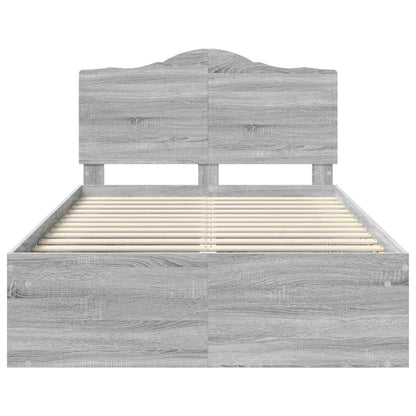 Bed Frame Grey Sonoma 120 x 200 cm Solid Pine Wood