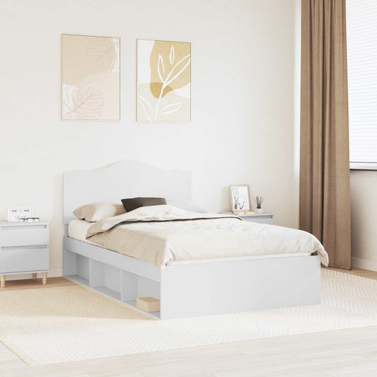 Bed Frame with Headboard White 120 x 190 cm Solid Pine Wood