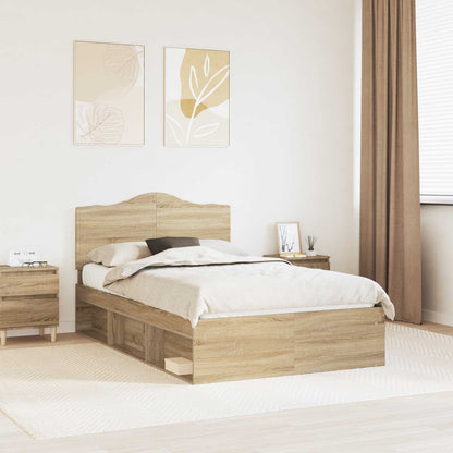 Bed Frame with Headboard Sonoma 120 x 190 cm Solid Pine Wood