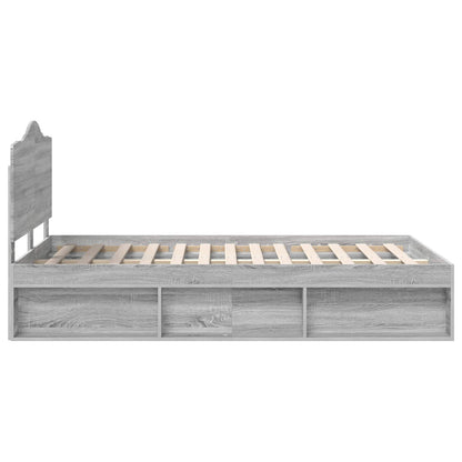 Bed Frame Grey Sonoma 120 x 190 cm Solid Pine Wood