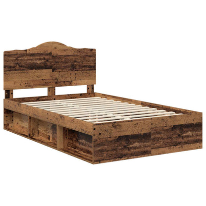 Bed Frame with Headboard Old Wood 120 x 190 cm Solid Pine Wood