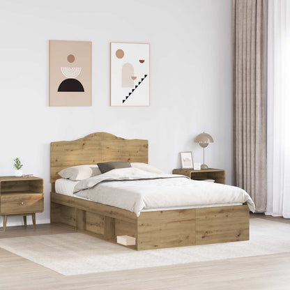 Bed Frame Artisian Oak 120 x 190 cm Solid Pine Wood