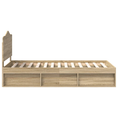 Bed Frame with Headboard Sonoma 100 x 200 cm Solid Pine Wood